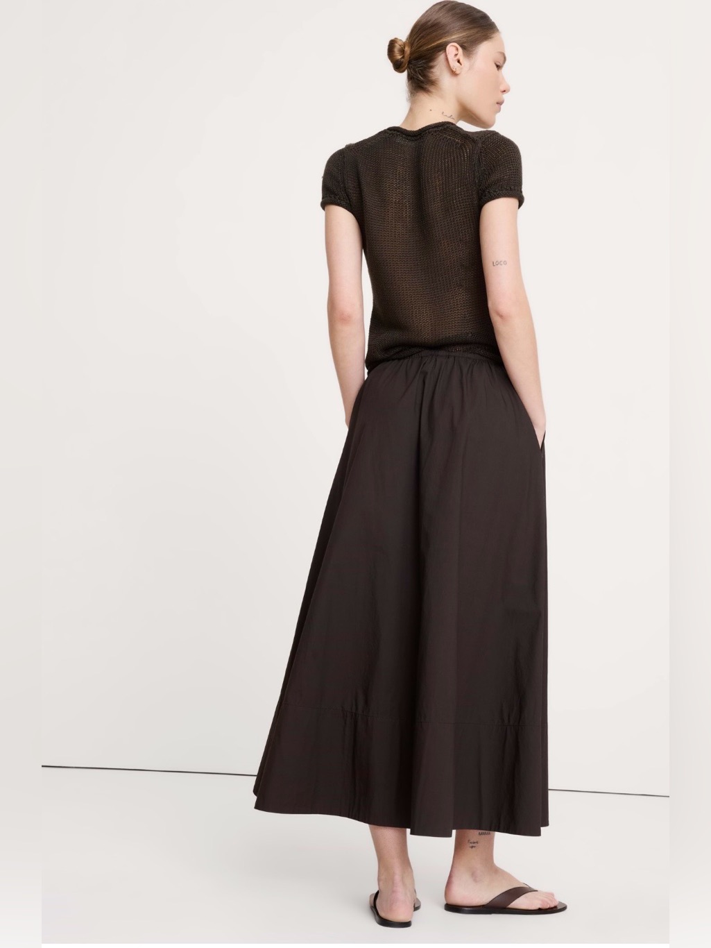 Nwt-Banana Republic Cotton Poplin Drawstring Maxi Skirt, Medium — image 2 of 6